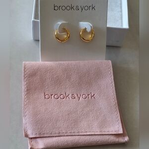 $95 Brook & York Leighton Chunky Hoop Gold Earrings New